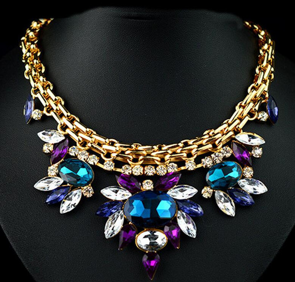 wholesale fashion women neck chain retro style short chokers fashion necklace crystal necklace collarbone chain B969
