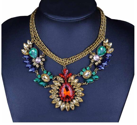 wholesale fashion women neck chain retro style short chokers fashion necklace crystal necklace collarbone chain B968