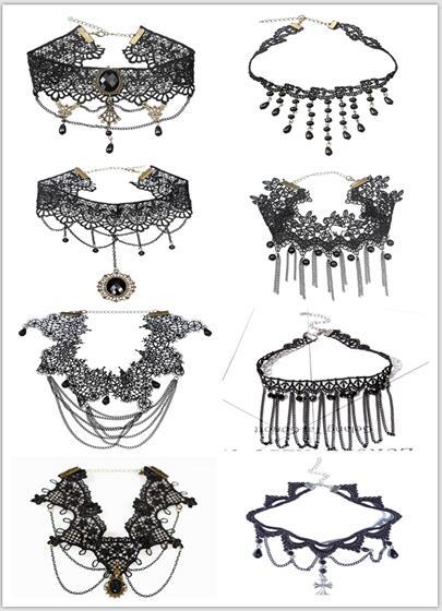 Minimalist Gothic chokers necklaces multi layer Tattoo Lace Choker Cross Charms Necklace for women Fashion Jewelry accessorie 473