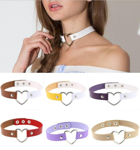 NEW Fashion punk Jewelry sweet heart Necklace, Clear Transparent PU Leather Choker Punk Goth 100% Handmade Collar Necklace GG07