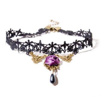 2018 Fashion Vintage Black Bud silk Necklace Women Pendant necklace Pendants choker Burlesque Cosplay Jewelly 344