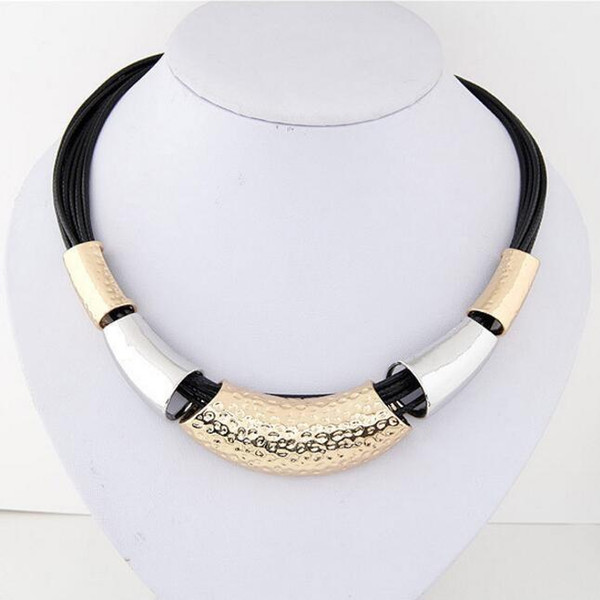 famous designer necklace gift European and American fashion simple metal wax rope temperament necklace Chokers for gift