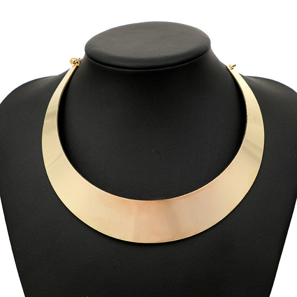 Punk Style Gold Silver Torque Choker Necklaces For Women Neck Rough Wide Collar Statement Necklace Fashion Jewelry