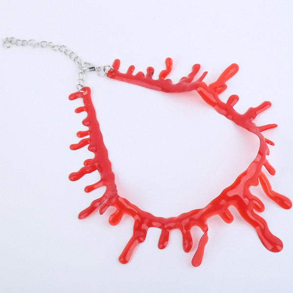 Fashion Originality Holloween Cosplay Costume Props Women Plastic Resin Choker Necklaces Halloween Bloodstains Necklace Decoration Party