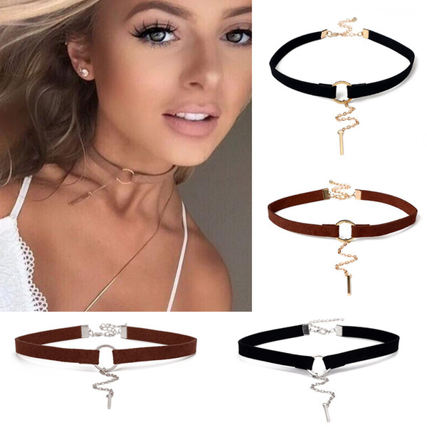 Women Choker Necklaces Fashion Alloy Pendant Black White Brown Velvet Strap Chokers Trendy Chain Necklaces New Best Jewelry