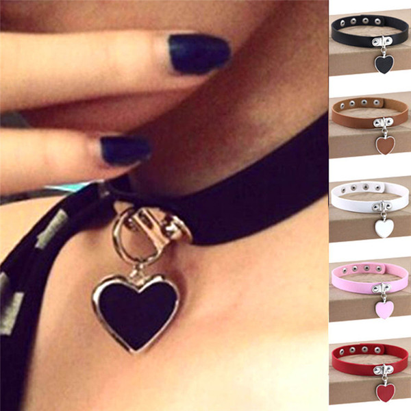 Gothic Heart Choker Necklace Collar Multi Adjustable Leather Choker Bracelet Bangle for Women Fashion Jewelry Will and Sandy DROPSHIP 161831