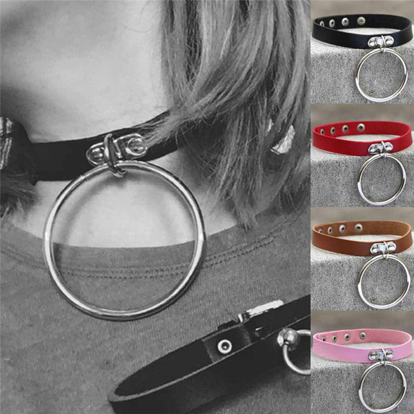 Metal O Ring Choker Necklace Collar PU Leather Choker Necklaces Bracelet Bangle for Women Fashion Jewelry Will and Sandy DROP SHIP 161832