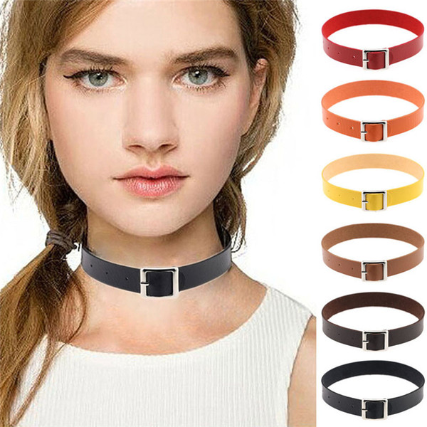 Harajuku Leather Belt Pin Buckle Choker Necklace Wrap bracelets band Collar necklet for Women jewelry Will and Sandy Drop Ship 160826