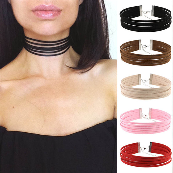 Flannelet Multilayer Choker Necklace Collar Candy Color Choker Necklaces Pendants for Women Fashion Jewelry Will and Sandy DROP SHIP 161840