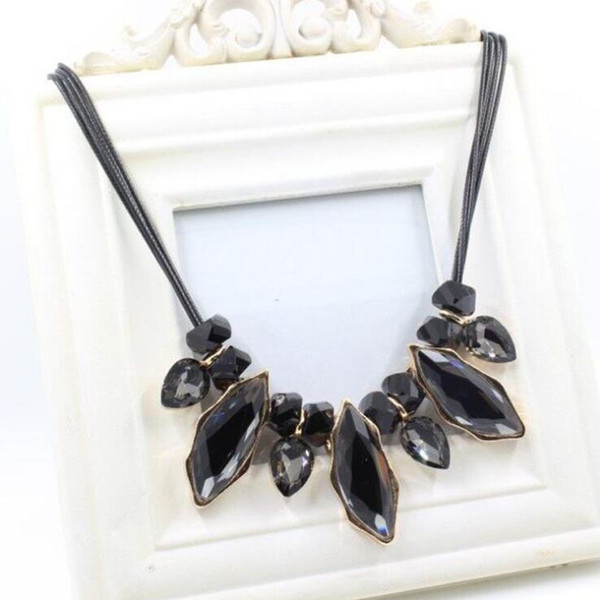 Crystal Leaf Rope Necklace 2-color crystal optional New Fashion Jewelry For Women Clothing accessories free shipping