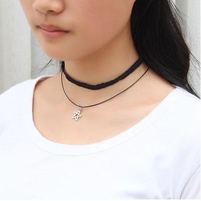 Silver five - pointed star collarbone necklace New Fashion Jewelry For Women Clothing accessories Fashion hanging chain free shipping