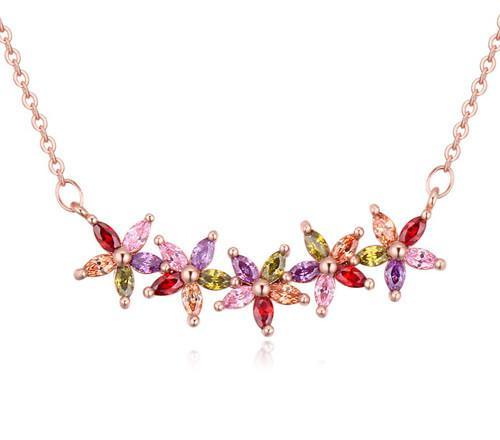 necklaces for women 18K Gold Plated Flowers Quality Colorful Zircon Exquisite Clavicle Chain Chokers Necklaces Wholesale TN033