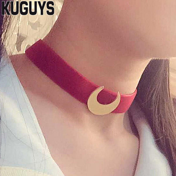 KUGUYS Trendy Gril's Jewelry Red Rope Chain Necklace for Women Fashion Sailor Moon Chokers Necklace