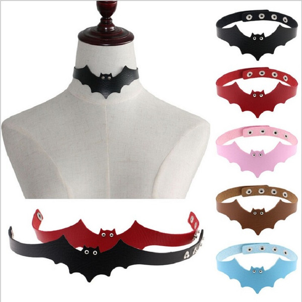 New Fashion Sexy Harajuku Handmade PU Leather Bat Wings Harness Necklace Rock Collar Punk Goth Choker Necklace Torques Chocker Gift