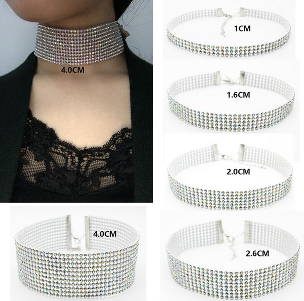 Bridal Wedding Party Prom Jewelry AB Crystal Rhinestone Choker Necklace Elastic Cord Bib Collar Necklaces GY