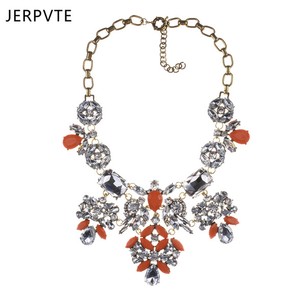 wholesale Luxury fashion New arrival vintage statement multi colored crystal necklaces for women za brand bib flower necklaces