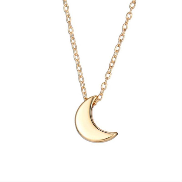 Fashion New Small Moon Pendant Necklace Gold Color Alloy Chain Necklace for Women Girls Western Hot Chokers Necklaces Wholesale