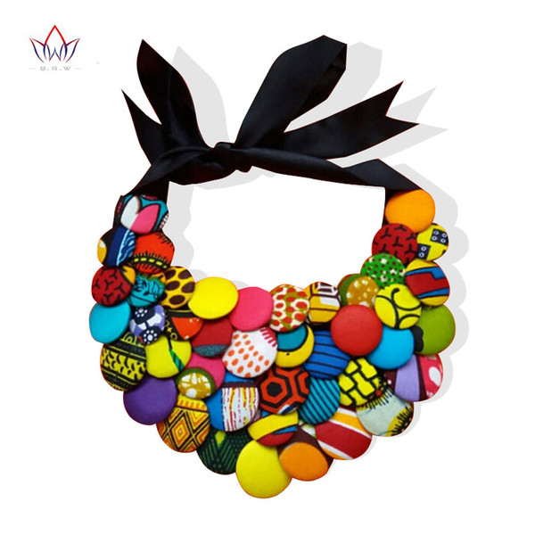 2017 Hot Sale Ankara African Multi Strand Color Button Necklaces & Pendants for Women Choker Statement Necklace for Gift WYA055