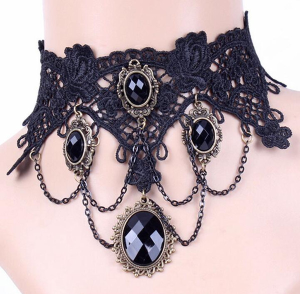 Lace necklaces pendants chokers lace vintage luxury Gothic wedding bridal bride accessories collar jewelry lace necklace FJ16