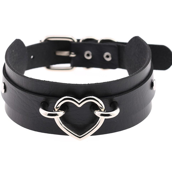 Harajuku Pu Leather choker Heart Collar Bondage Goth Choker women belt necklace punk Trendy Rock Sexy Gothic jewelry