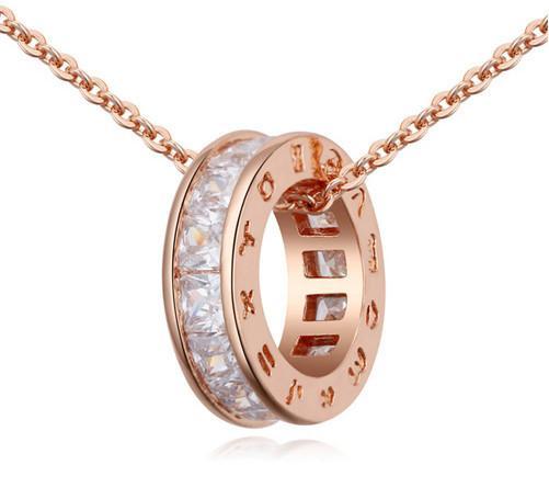 Necklace Fashion Jewelry Luxury Women Zircon 18K Gold Plated Circle Chokers Necklaces Clavicle Chain Necklace Wholesale TN080