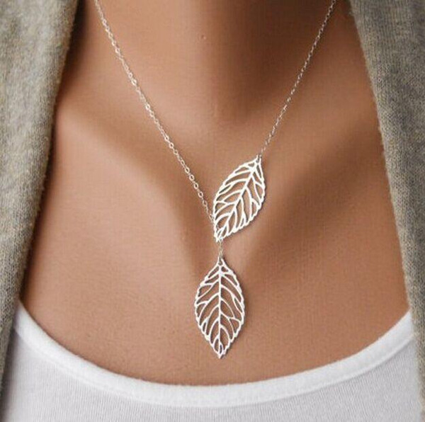 Wholesale- 2017 New Vintage Big Leaf Pendant Necklace Clavicle Chain For Women fashion necklace Wedding Event Jewelry