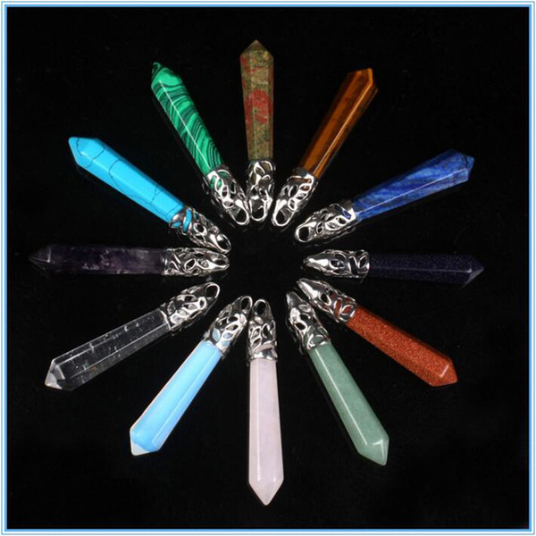 Necklaces Pendants Hexagonal Prism Gemstone Rock Natural Crystal Quartz Healing Point Chakra Stone Charms Chains Necklaces for Women- 0580WH