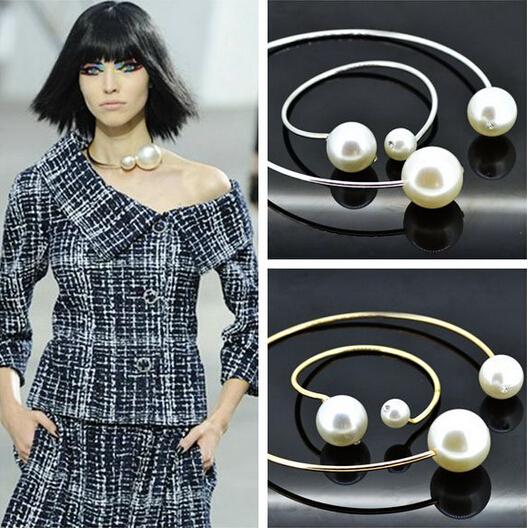 Fashion Big Pearl Necklaces Pendants Channel Rhinestones Long Statement Necklaces & Pendants Women Men Jewelry Free Shipping