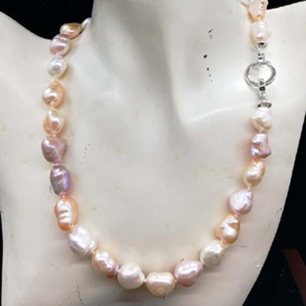 Big 12-13x13-15mm natural baroque real pearl necklace 18inch white or mixed