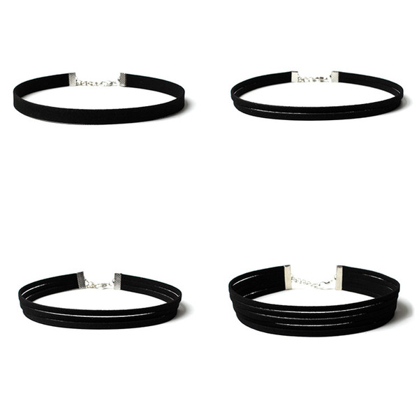 Gothic Snap Street Velvet Choker Set Designer Hip Hop Necklace Jewelry Women Girls Ladies' Gift 1 set=4 pieces necklace