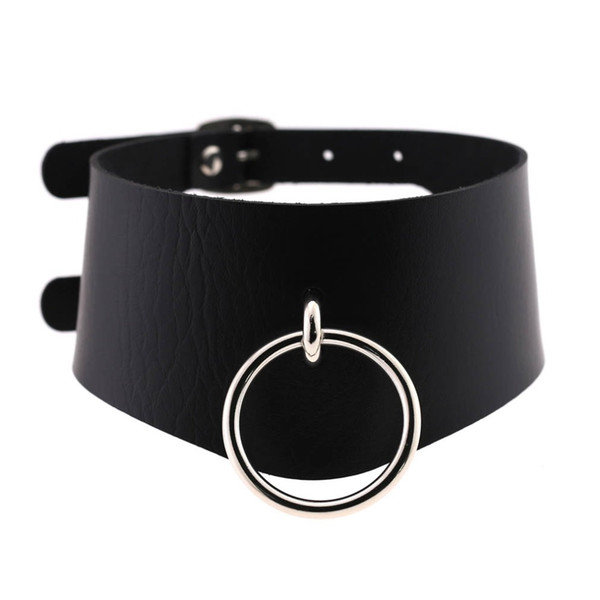 KMVEXO O-Round Pendant Choker Belt Collar Leather Goth Choker Necklace for Women Party Club Chocker Sexy Gothic Harajuku Jewelry