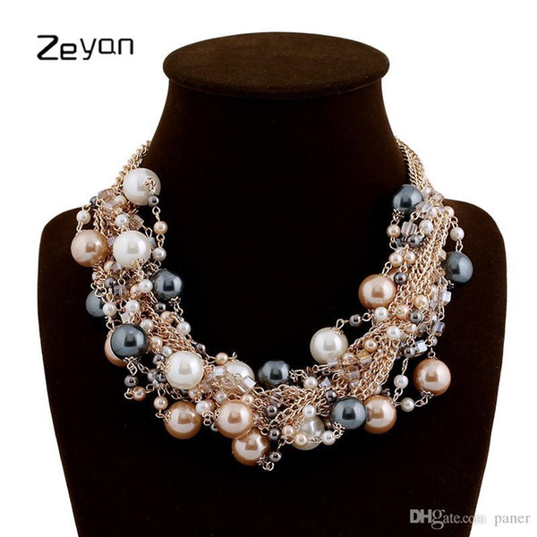 whole saleZeyan Women Choker Necklace Vintage Jewelry Collar Simulated Pearl Necklaces Pendant Trendy Pearl Beads Party Statement Necklace