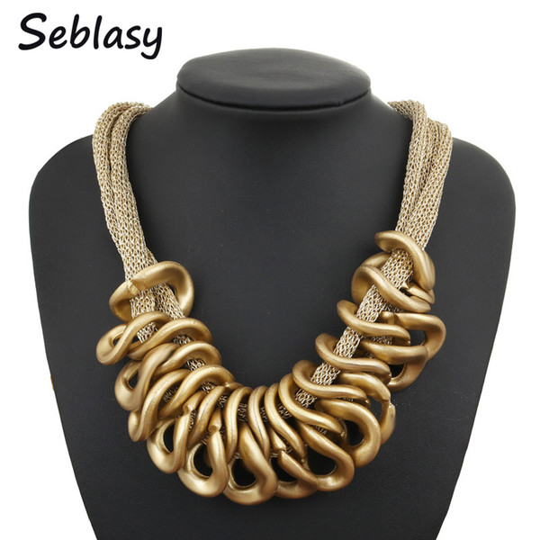 Seblasy Punk Big Statement Geometric Patterns Circles Necklaces & Pendants for Women New Fashion Night Club Jewelry Gifts Femme