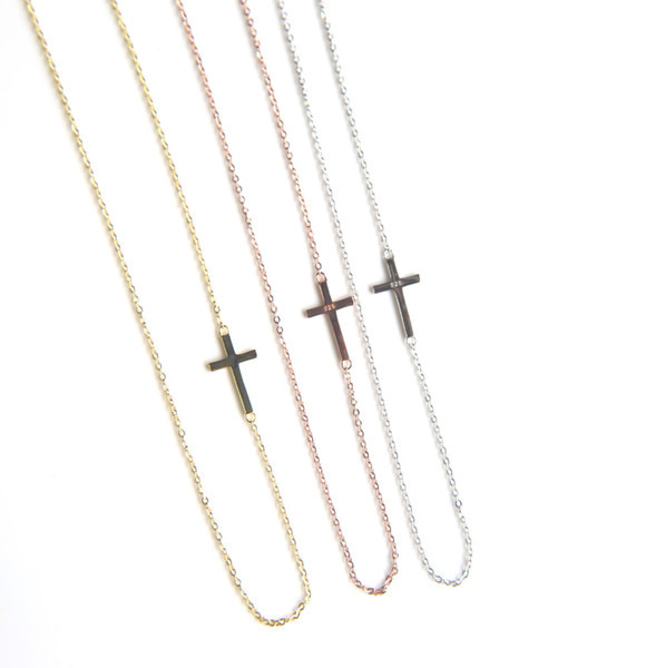 100% 925 sterling silver siedway cross necklace delicate thin chain minimal plain cross charm pendant classic chain jewelry