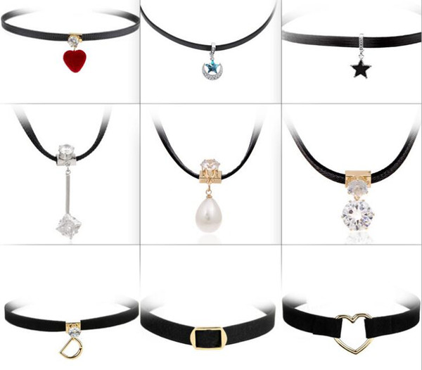 Multi-Colors Fashion Chokers Collar Necklace Charm popular Rhinestone Diamonds Chokers Pendants Necklaces for Women Chokers Jewelry Gifts