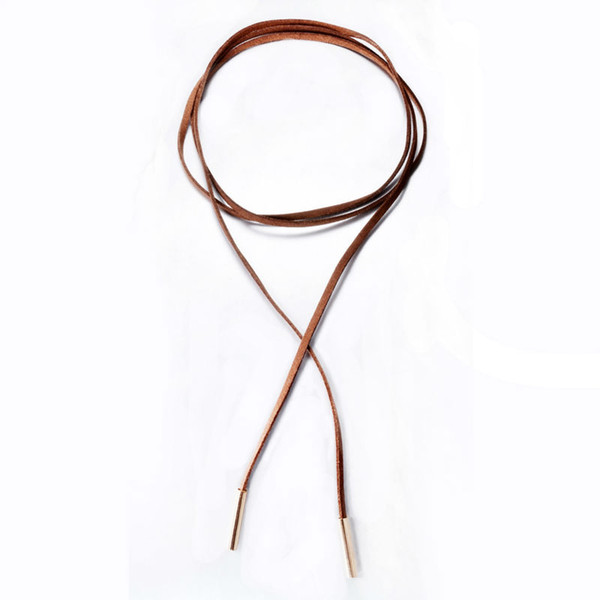 Brown color Leather Rope Velvet Choker Necklace for Women Tube Black Chocker collares mujer collar collier ras du cou