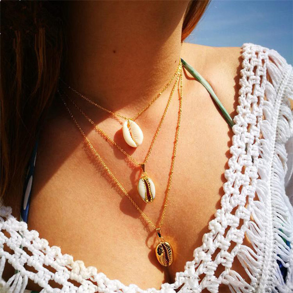 Multi-Layer Shell Choker Necklace Lady Beach Jewelry New Arrival Bohemia Necklaces Fashion Statement Necklace For Women