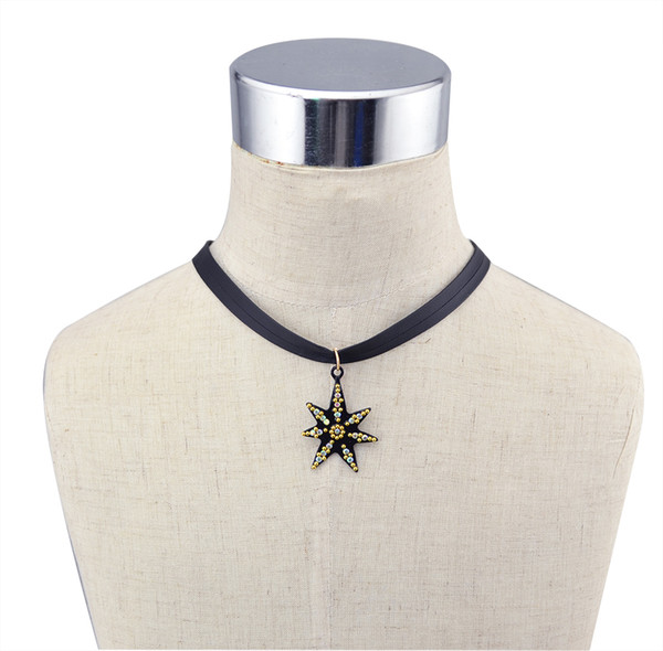 European new Fashion style gold plated star theme pendant necklace & earrings set for women fashion jewelry