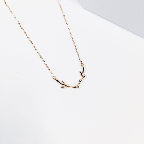 Han edition small antlers s925 pure silver necklace female Christmas gift elk pendant chain of clavicle fashion simple elegant personality