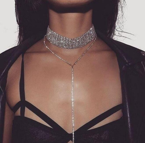 Women T Logan Clavicle Necklaces Luxury Crystal Choker Necklace Rhinestone Pendant Jewelry Collar Necklace for women 193