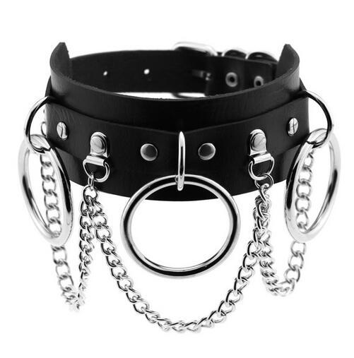 Leather Choker collar for women goth punk choker chain silver color harajuku Collar Sexy Vegan chocker bondage festival jewelry GB359