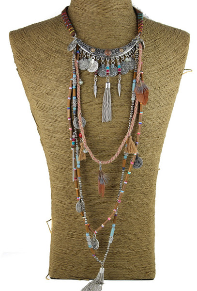 Wholesale-Gypsy Statement Vintage Long Necklace Ethnic jewelry boho necklace tribal collar Tibet Jewelry