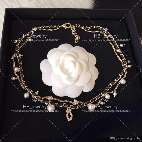 Popular fashion brand Pearl Chokers Necklace for lady Design Women Party Wedding Lovers girlfriend gift Luxury Jewelry for Bride With BOX.