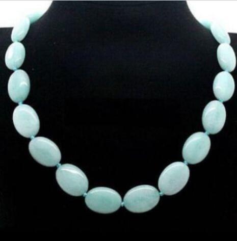 Pretty! 13x18mm natural Flat Oval Gemstone Beads Necklace 18inch