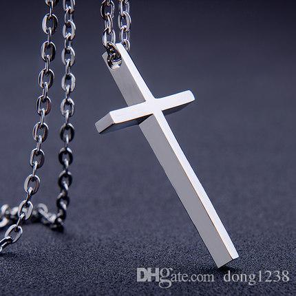 Lettering cross necklace man version couple pendant necklace, titanium steel, Japan and Christian jewelry