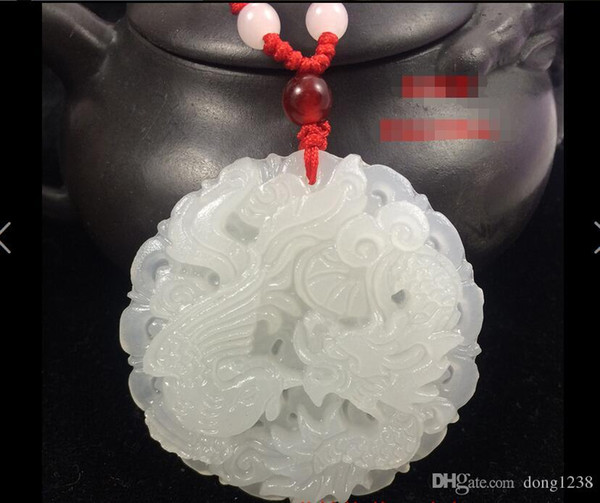 Natural white jade sabrina pendant pendant longfeng the wek-jin and pendant necklace for men and women