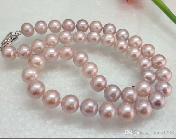 Natural Rare Lavender 10mm round Cultured Pearl Necklace J11990