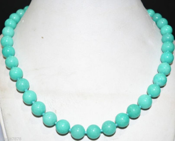 10mm natural Americas light blue beads Necklace 18inch