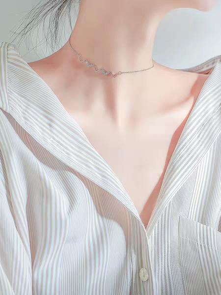 Choker collarbone chain female sterling silver necklace short style collarbone cold wind web celebrity necklace simple personality temperame