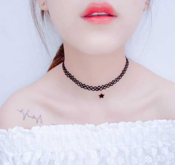 Simple fashion short laced Necklace NEW five pointed star pendant Pendant